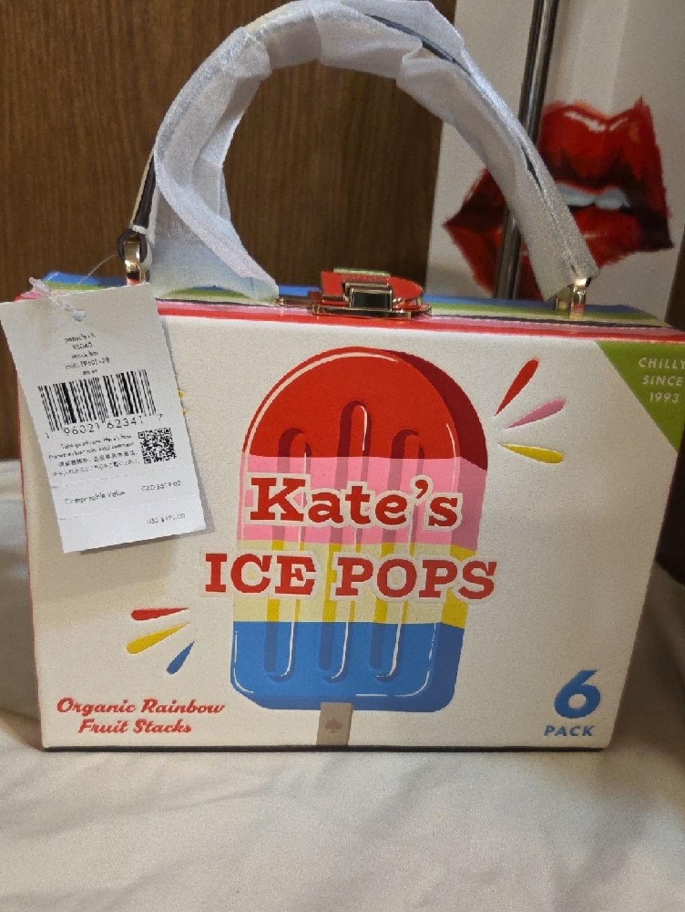 Kate Spade Cream Novelty Popsicle Box Bag with Red and Blue Accents NWT - Picture 15 of 15